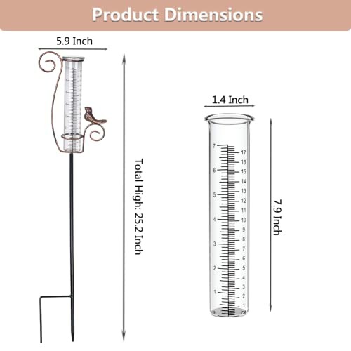 Rain Gauge Outdoor Garden Rain Gauge Rain Measuring Cup 9.2 Oz Capacity