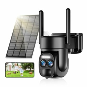 Solar-powered security camera with mobile app display